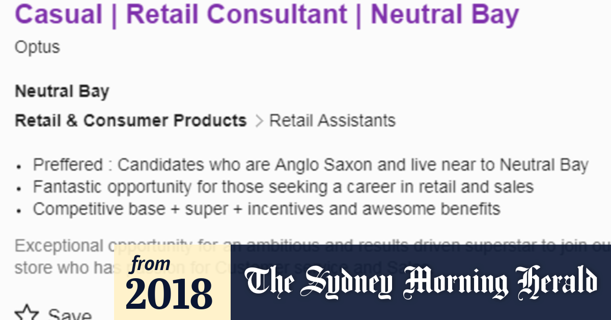Optus Posts Job Ad Asking For Anglo Saxon Applicants