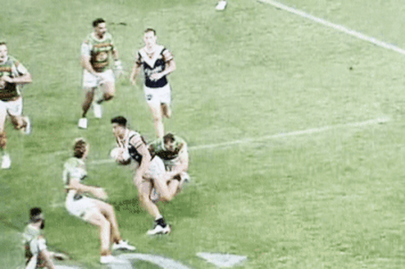 Cody Walker shoves Sam Walker off the ball.