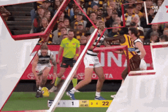 Mabior Chol was involved in this incident with Tom Stewart. Chol received a three match suspension for a dangerous tackle that left Stewart concussed, but the ban was overturned at the tribunal.