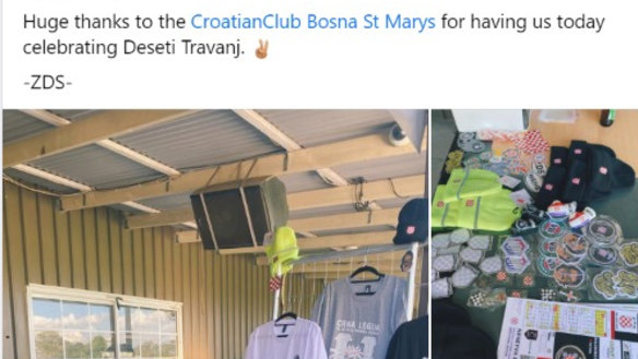 The sale of Ustasha themed memorabilia at the Croatian Club Bosna in western Sydney