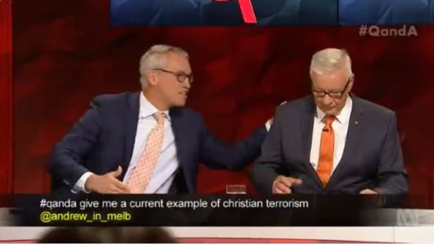 Labor senator Doug Cameron (right) did not see the humour in Tom Switzer's joke to go back to Scotland.