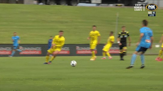 Calem Nieuwenhof scores a goal on debut for Sydney FC.