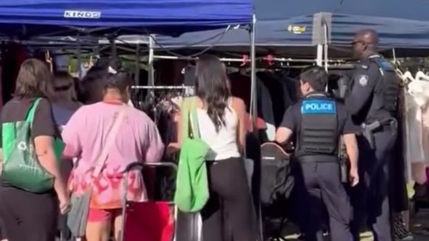Stallholders at Her Wardrobe Market at Mount Gravatt were moved on by police on Sunday, April 12. 