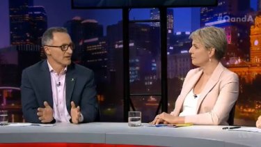 Greens leader Richard Di Natale and Labor deputy leader Tanya Plibersek clashed on Q&A.