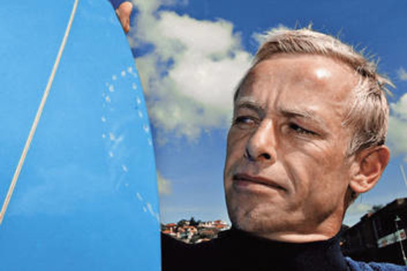 Fear factor … Simon Letch shows the teeth marks  in his board after a 2005 attack.