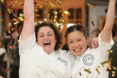 Julie Goodwin, who won MasterChef in 2009, and runner-up Poh Ling Yeow.
