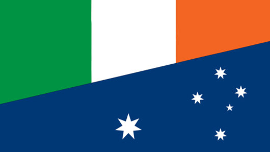 The half-Australian, half Irish flag brandished by Dennis Hogan. 