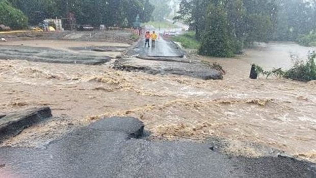 There are several road closures as a result of flooding, including Upper Coomera Road at the Scenic Rim, where a temporary side track has been washed away.