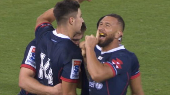Quade Cooper had some fun with the Brumbies crowd.
