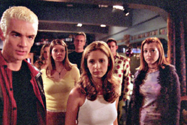 James Marsters, Amber Benson, Sarah Michelle Gellar and Alyson Hannigan in <i>Buffy the Vampire Slayer.</I>