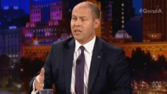 Treasurer Josh Frydenberg appeared solo on Q&A.
