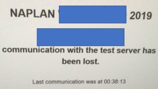 The disconnection message that flashed up on students' screens while they were sitting NAPLAN on Tuesday.