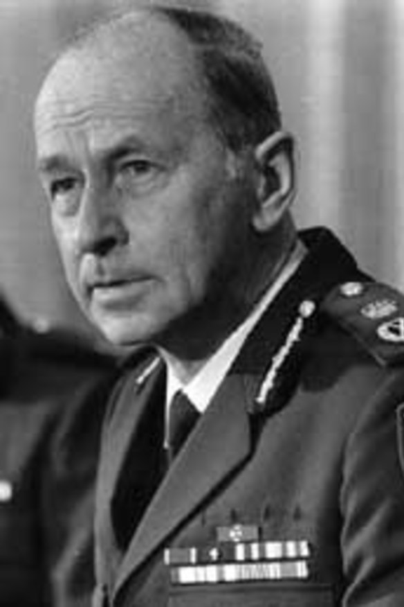 A 1987 picture of Victoria Police chief commissioner Mick Miller.