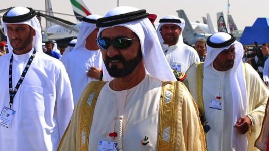 UAE Prime Minister and ruler of Dubai Sheikh Mohammed bin Rashid al-Maktoum, centre, in 2015.