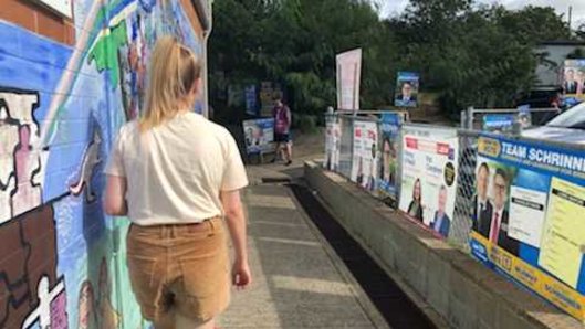 Voters were few and far between at a booth in Mount Gravatt.