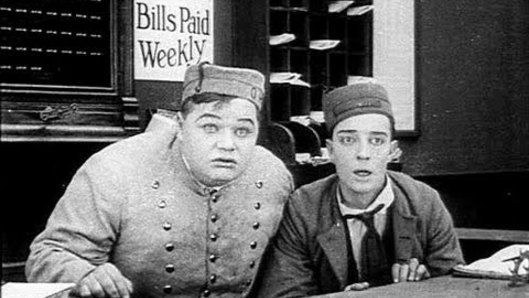 Fatty Arbuckle (left) and Buster Keaton in The Bell Boy (1918). 