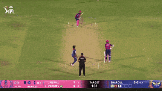 14-year-old cricket prodigy Vaibhav Suryavanshi hits a six with his first ball in the IPL.