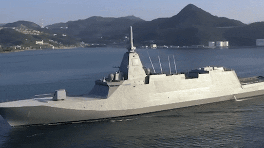 Mogami frigates off the coast of Japan and at sea.