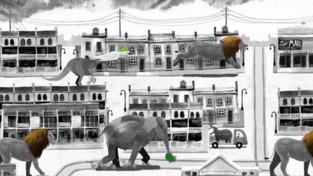 Using animation, visitors can follow an individual animal crossing the city and imagine what could have happened 105 years ago.