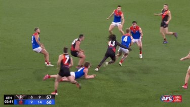 Play on: Anthony McDonald-Tipungwuti’s tackle on James Harmes was not holding the ball 