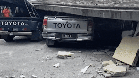 Buildings damaged after magnitude 7.4 earthquake strikes near Port Vila, Vanuatu.