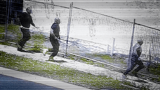 An alleged bashing was caught on CCTV.