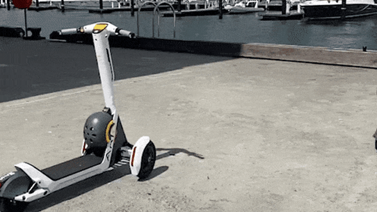 A demonstration of the Ario e-scooter that can be operated remotely.