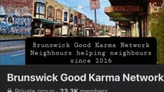 A scrolling screenshot of the Brunswick Good Karma Network on Facebook.