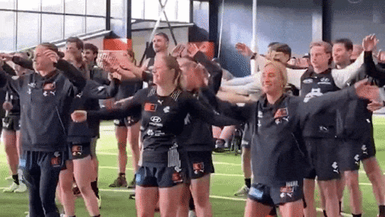 Carlton’s men’s and women’s team show their moves, and show what a united, integrated footy club looks like.