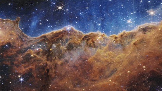 Images taken from the James Webb Space Telescope and contruction on the telescope’s honeycomb mirror itself.