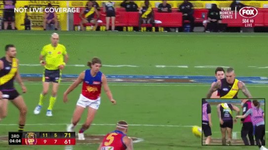 The moment Dustin Martin is injured.