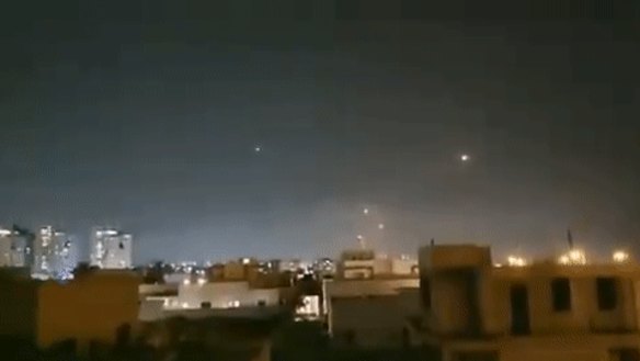 Israel missile defence blocks Palestinian rockets.