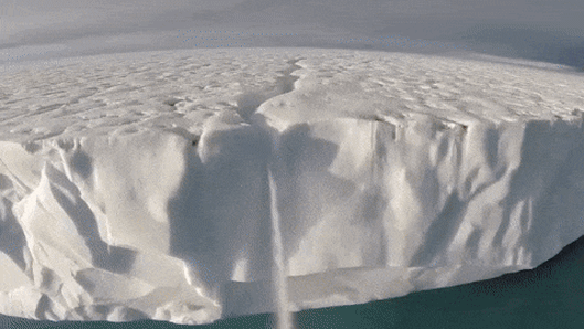 The shrinking ice sheet raising sea levels and disrupting ocean cycles