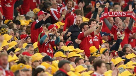 SYDNEY, AUSTRALIA - JULY 06:  The Lions supporters celebrate the Lions victory during the International Test match between the Australian Wallabies and British & Irish Lions at ANZ Stadium on July 6, 2013 in Sydney, Australia.  (Photo by David Rogers/Getty Images)