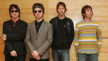 Bass guitarist Andy Bell in Oasis (second right) with fellow band members in 2006.
