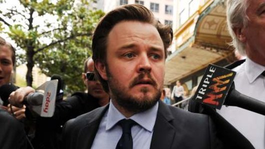 Matthew Newton leaves court in 2011 after breaching the apprehended violence order taken out by then-girlfriend Rachael Taylor.