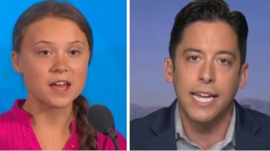 Climate activist Greta Thunberg, left, and Fox guest Michael Knowles, who called Thunberg 'mentally ill'.