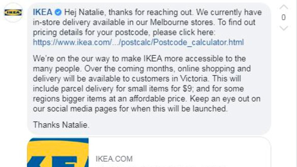 Ikea tells customers on Facebook it's expanding delivery.