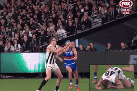 Mason Cox suffered a fist to the face from Rory Lobb. 