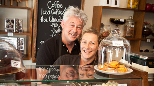 Ingrid and Tim Nichols at Lizzie's Chocolates in Melbourne.