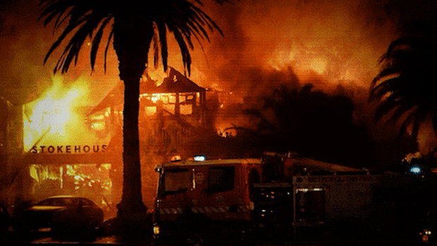 The fire at Stokehouse in 2014.