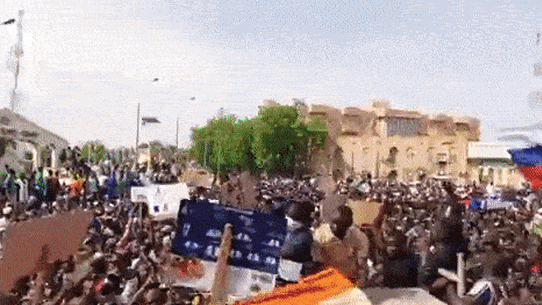 Pro-coup protesters in Niamey.