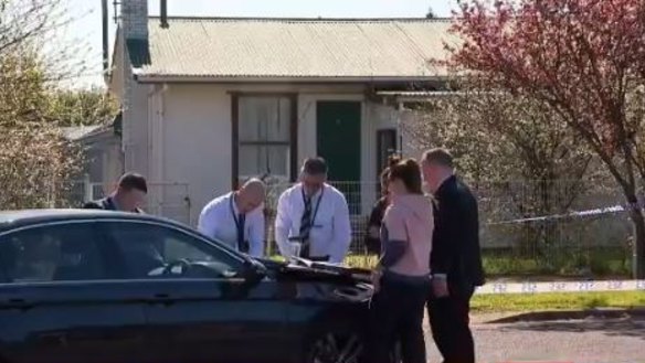 Detectives at the scene on Wednesday. 