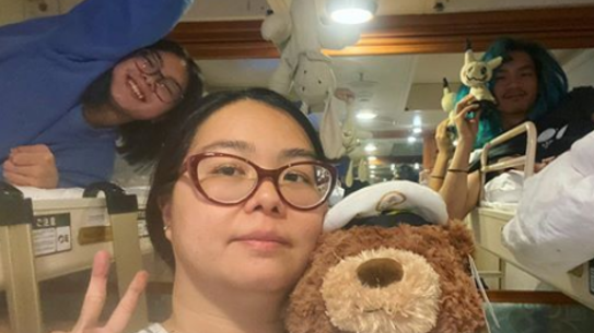 The family aboard the Diamond Princess cruise ship.