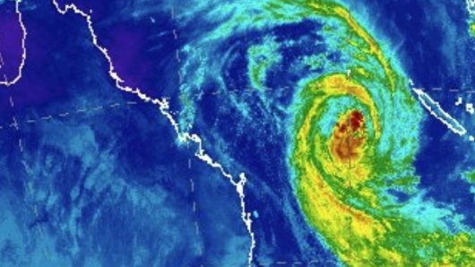 The swirl of Cyclone Oma, as shown on satellite images on Thursday morning.