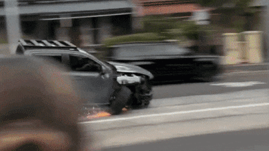 A trail of sparks and damage: Video captures moment ute caused chaos on busy Richmond street