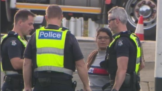 The accused driver, Sakshi Agrawal, at the scene.