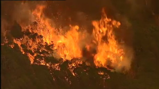 The fires burning near Mallacoota on Tuesday.