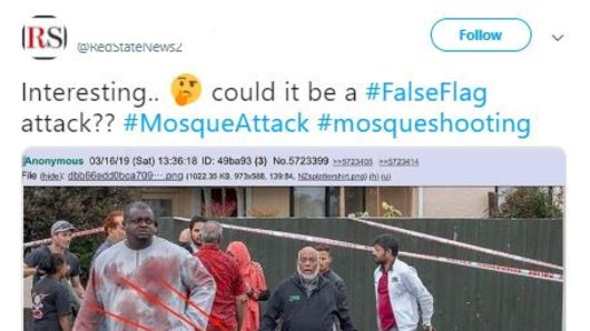 Tweets claiming the New Zealand mosque terror attack didn't occur.