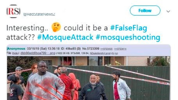 Tweets claiming the New Zealand mosque terror attack didn't occur.
